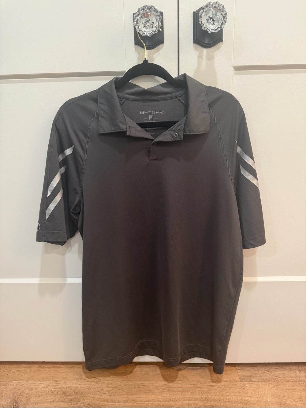 Holloway Men's Black Polo with Reflective Sleeve Stripes